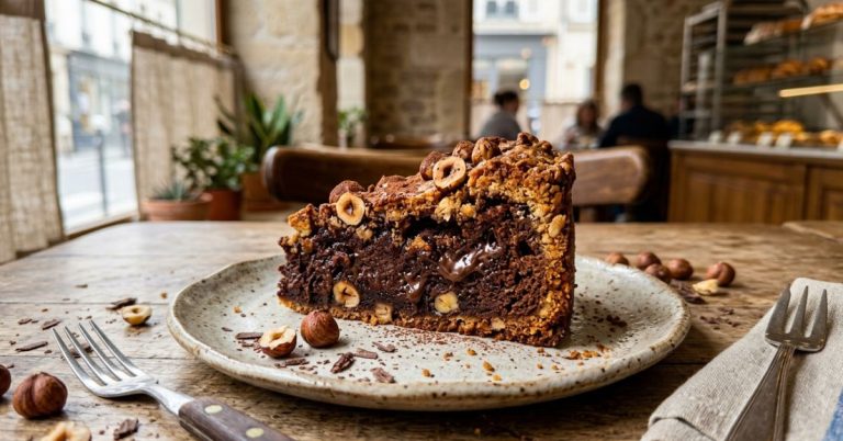 Ce gâteau noisettes chocolat fait fureur grâce à sa croûte craquante