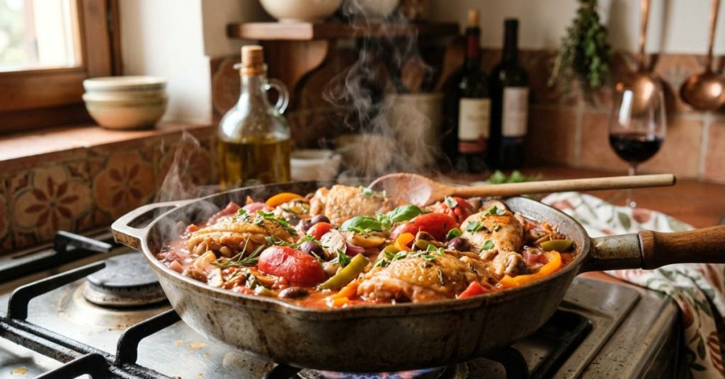Pollo alla cacciatora le poulet italien mijoté aux tomates