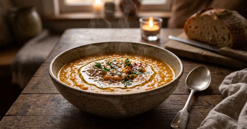 Velouté pois chiches carottes au cumin mon dîner complet et healthy pour les soirs de flemme