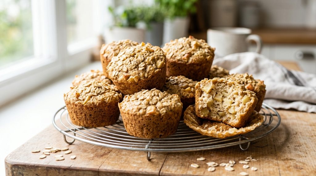 Muffins avoine-pomme : je remplace le beurre par de la compote