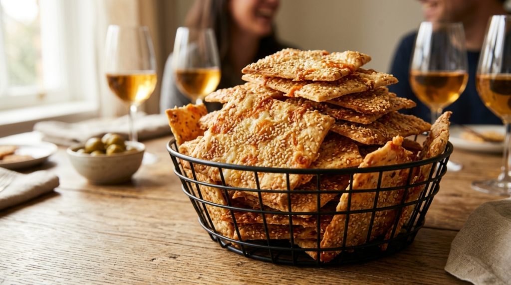 Crackers maison fromage-sésame prêts en 20 minutes pour lapéro